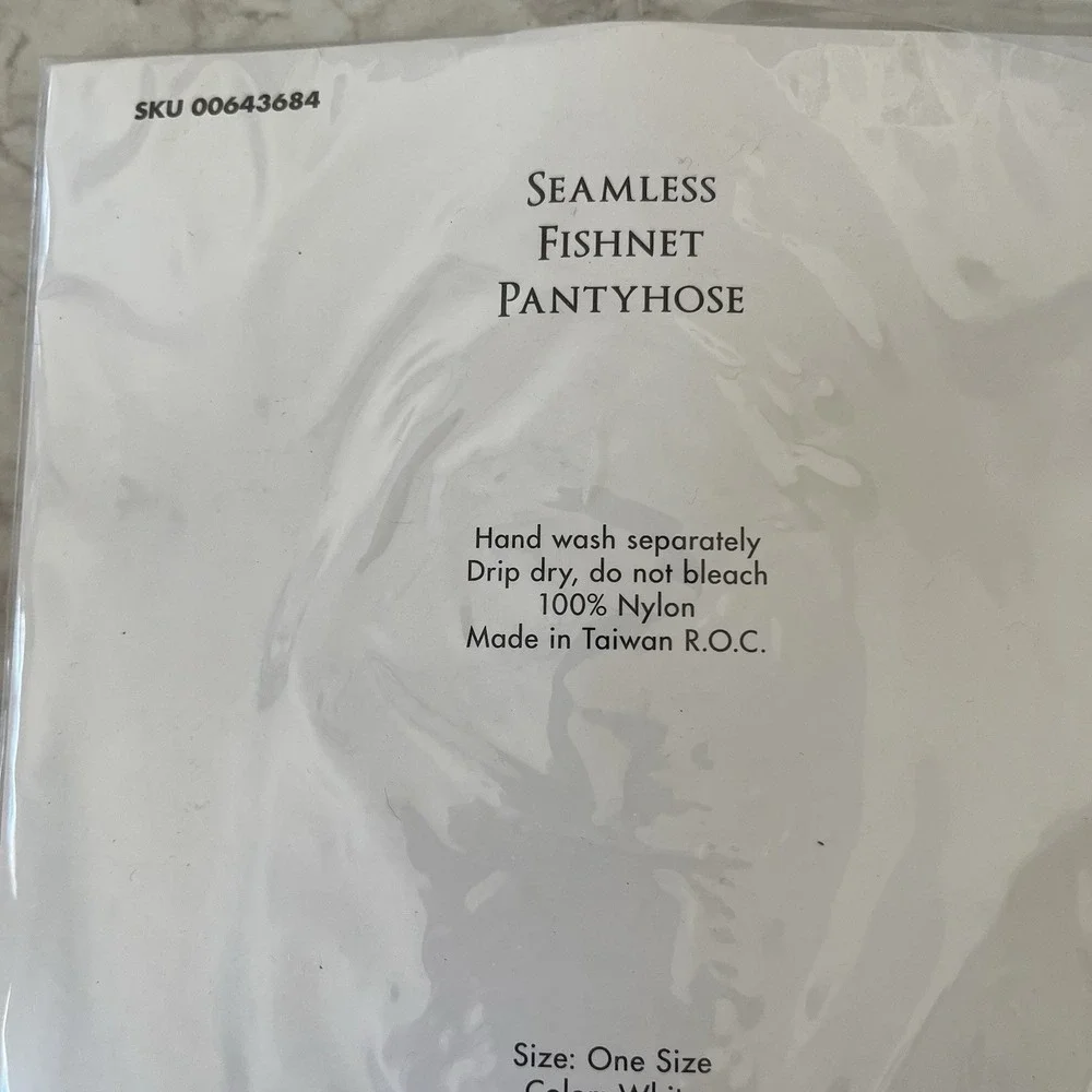 Seamless Fishnet Pantyhose *New* White One Size